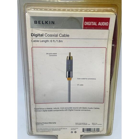 Belkin Digital Coaxial Cable 6ft New - Picture 3 of 3
